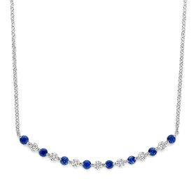 Collier One More  Ischia Basics saphir bleu et Diamants Or Blanc