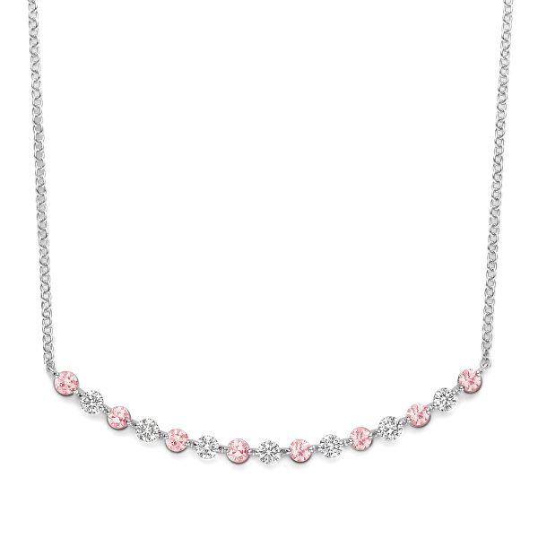 Collier One More  Ischia Basics saphir rose et Diamants Or Blanc