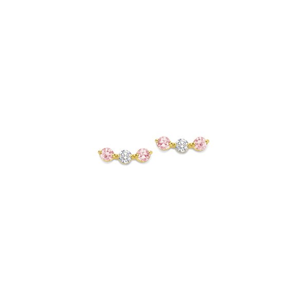 Boucles d'oreilles One More  Ischia Basics saphir rose et Diamants Or Jaune