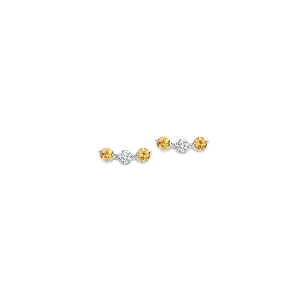 Boucles d'oreilles One More  Ischia Basics saphir jaune et Diamants Or Blanc