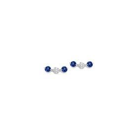 Boucles d'oreilles One More  Ischia Basics saphir bleu et Diamants Or Blanc
