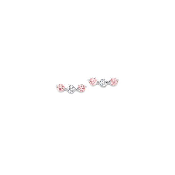 Boucles d'oreilles One More  Ischia Basics saphir rose et Diamants Or Blanc