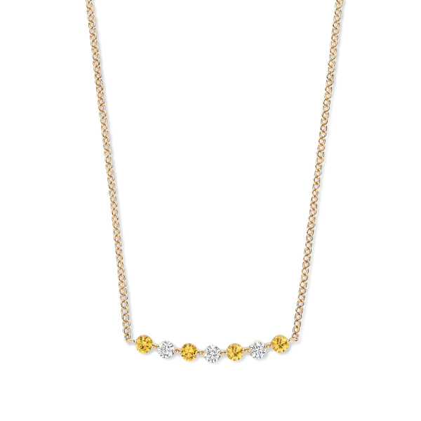 Collier One More  Ischia Basics saphir jaune et Diamants Or Rose