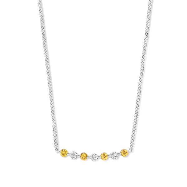 Collier One More  Ischia Basics saphir jaune et Diamants Or Blanc