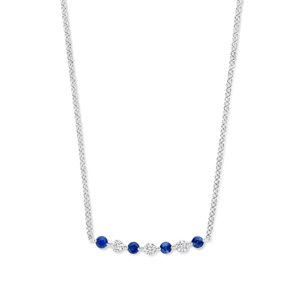 Collier One More  Ischia Basics saphir bleu et Diamants Or Blanc