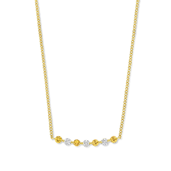 Collier One More  Ischia Basics saphir jaune et Diamants Or Jaune