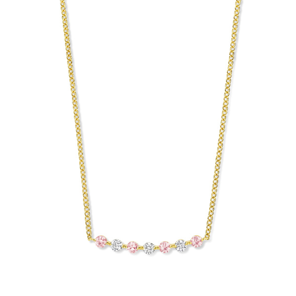 Collier One More  Ischia Basics saphir rose et Diamants Or Jaune