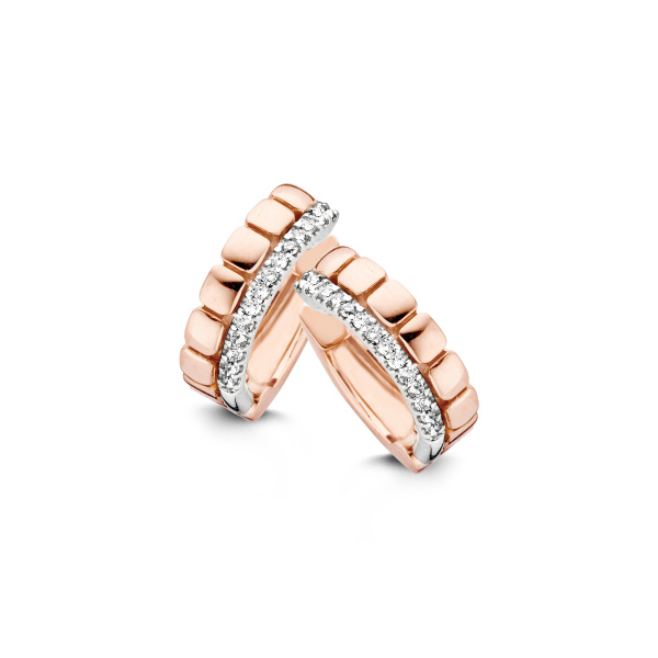 Boucles d'oreilles One More  Ischia Diamants Or Rose et blanc