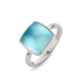 Bague One More  Pantelleria topaze Swiss Blue nacre Or Blanc