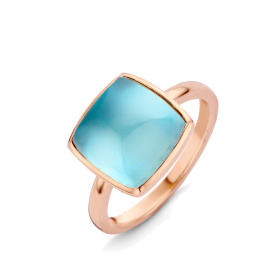Bague One More  Pantelleria topaze Swiss Blue nacre Or Rose