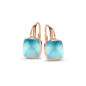 Boucles d'oreilles One More  Pantelleria topaze Swiss Blue nacre Or Rose