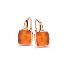 Boucles d'oreilles One More  Pantelleriaquartz agate orangeOr Rose