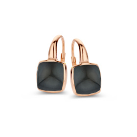 Boucles d'oreilles One More Boucles d'or. Pantelleriaquartz obsidienne arc cielOr Rose