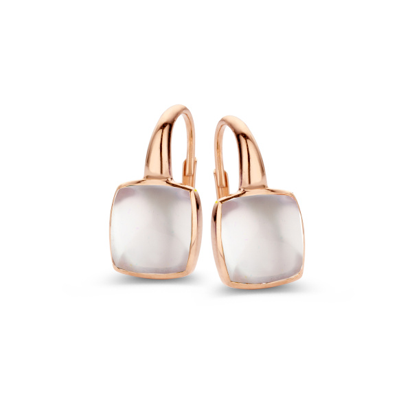 Boucles d'oreilles One More  Pantelleria topaze blanche nacre Or Rose