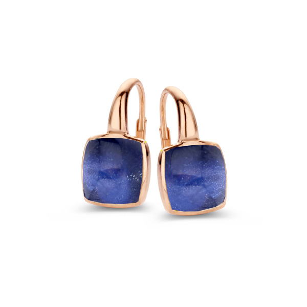 Boucles d'oreilles One More  Pantelleria avec quartz sodalite Or Rose