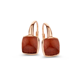 Boucles d'oreilles One More  Pantelleriaquartz oeil de tigre rougeOr Rose