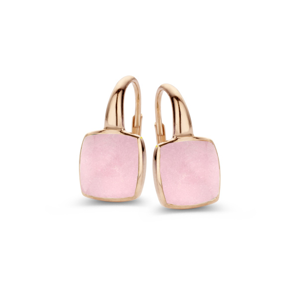 Boucles d'oreilles One More  Pantelleriaquartz rhodochrosite + nacreOr Rose