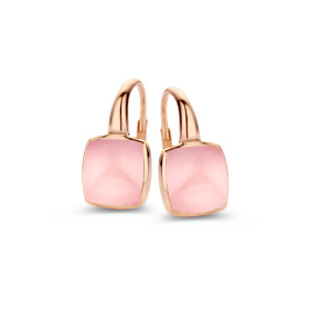 Boucles d'oreilles One More  Pantelleria quartz rose nacre Or Rose