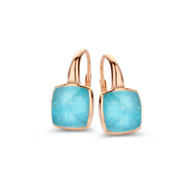 Boucles d'oreilles One More  Pantelleria sertie avec quartz amazoniteOr Rose