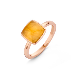 Bague One More  Pantelleria quartz oeil de tigre jaune Or Rose