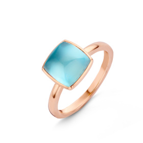Bague One More  Pantelleria topaze Swiss Blue nacre Or Rose