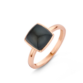 Bague One More  Pantelleria quartz obsidienne arc ciel Or Rose