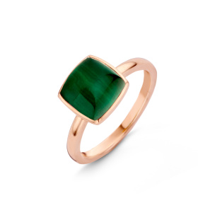 Bague One More  Pantelleria cristal de roche malachite Or Rose