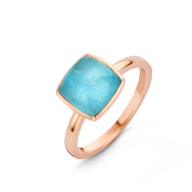 Bague One More  Pantelleria sertie avec quartz amazonite Or Rose