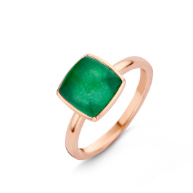 Bague One More  Pantelleria cristal de roche quartz verte Or Rose