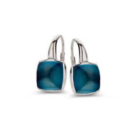 Boucles d'oreilles One More Boucles Pantelleria topaze London Blue nacre Or Blanc