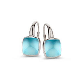 Boucles d'oreilles One More  Pantelleria topaze Swiss Blue nacre Or Blanc