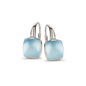 Boucles d'oreilles One More  Pantelleria topaze Sky Blue nacre Or Blanc