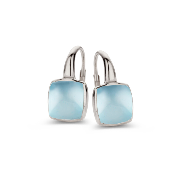 Boucles d'oreilles One More  Pantelleria topaze Sky Blue nacre Or Blanc