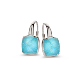 Boucles d'oreilles One More Boucles d'oreil. Pantelleria sertie avec quartz + amazonite Or Blanc
