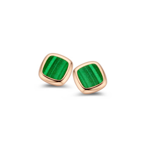 Boucles d'oreilles One More  Pantelleria malachite Or Rose