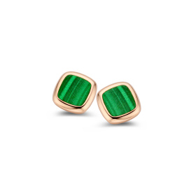 Boucles d'oreilles One More  Pantelleria malachite Or Rose