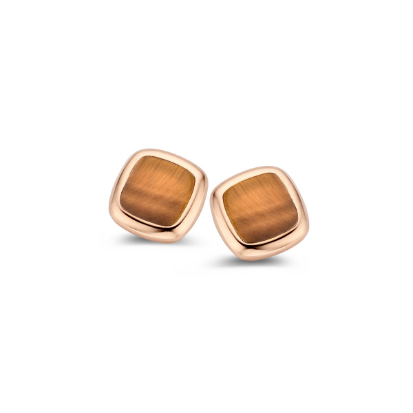 Boucles d'oreilles One More  Pantelleria oeil de tigre Or Rose