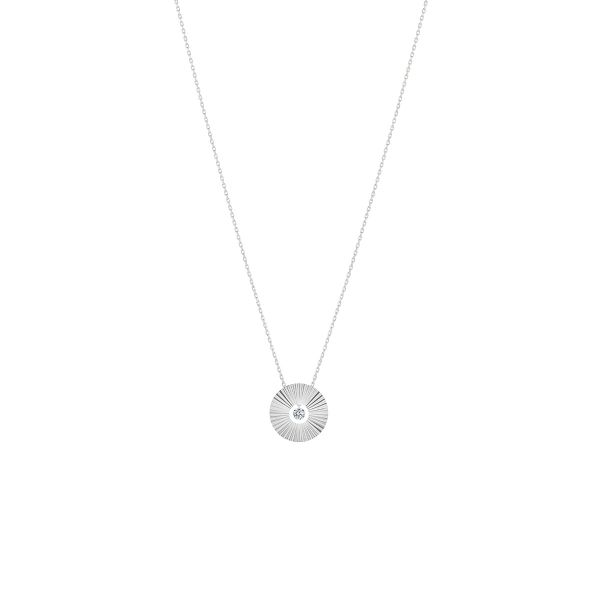 Collier La Brune & La Blonde Mini Lune Or Blanc Diamant 0.07ct