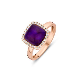 Bague One More  Pantelleria quartz et sugilite nacre et Diamants Or Rose