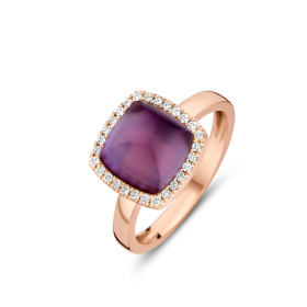 Bague One More  Pantelleria améthyste nacre et Diamants Or Rose