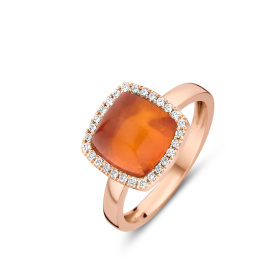 Bague One More  Pantelleria quartz agate orange et Diamants Or Rose