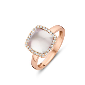 Bague One More  Pantelleria topaze blanche nacre et Diamants Or Rose