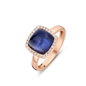 Bague One More  Pantelleria avec quartz sodalite et Diamants Or Rose