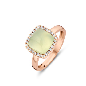 Bague One More  Pantelleria préhnite nacre et Diamants Or Rose