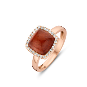 Bague One More  Pantelleria quartz oeil de tigre rouge et dia Or Rose
