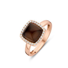 Bague One More  Pantelleria quartz fumé nacre et Diamants Or Rose