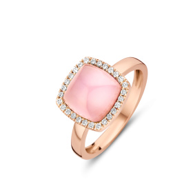 Bague One More  Pantelleria quartz rose nacre et Diamants Or Rose