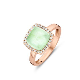 Bague One More  Pantelleria cristal de roche aventurine+Diamants Or Rose