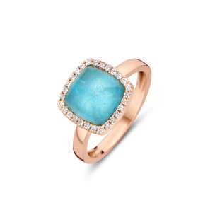 Bague One More  Pantelleria sertie avec quartz + amazonite et Diamants Or Rose