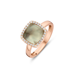 Bague One More  Pantelleria prasiolite nacre et Diamants Or Rose